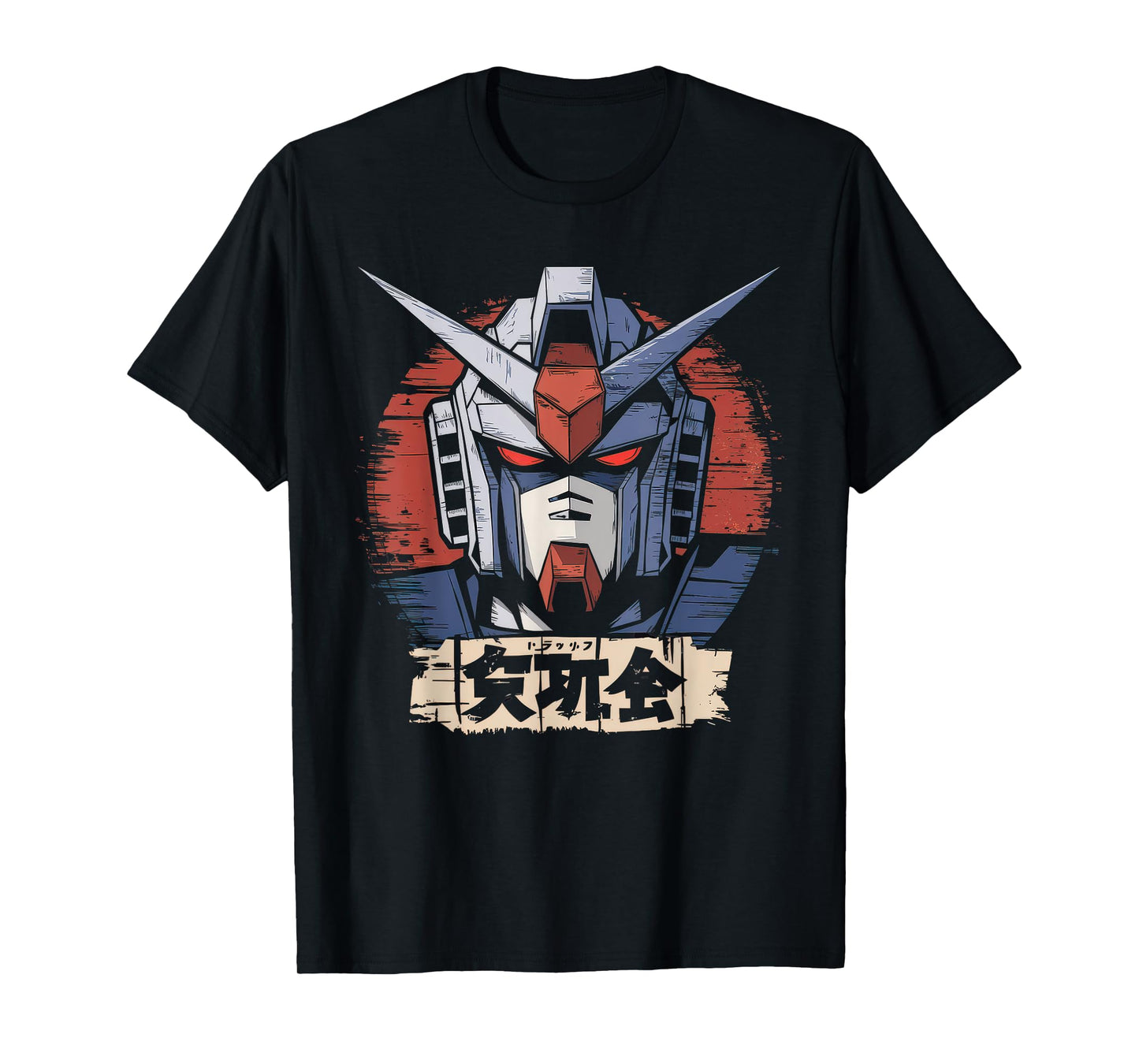 Mecha Tshirt Japanese Mecha Robot Head Anime Art Ukiyo-E T-Shirt