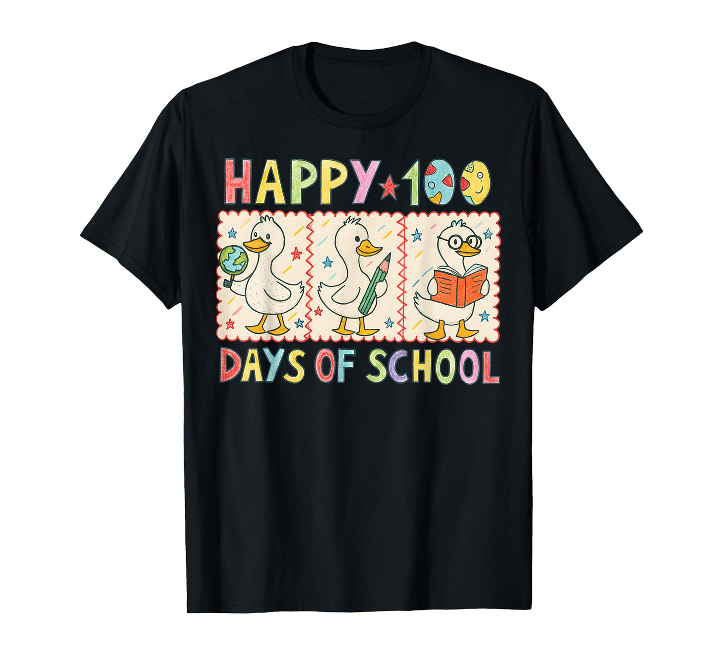 100 Days of School Cute Duck Teacher 100th Days Gift for Tea T-Shirt