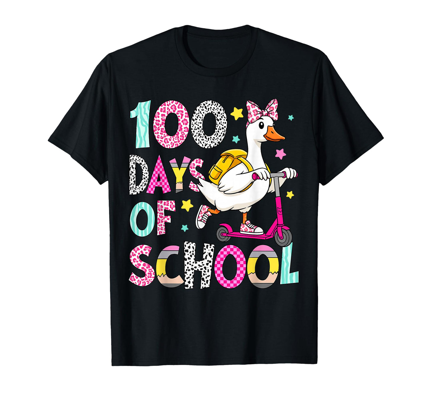 Kids 100 Day of School Goose Funny 100th Day of School Girls T-Shirt