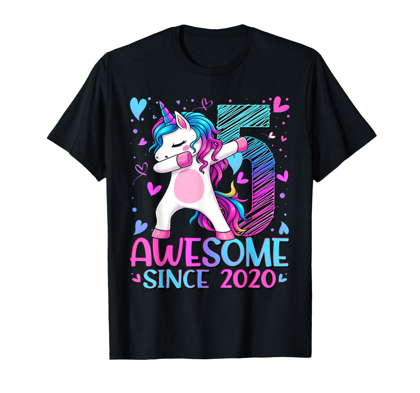5th Birthday Girl Funny Unicorn 5 Years Old for Bday Kid T-Shirt