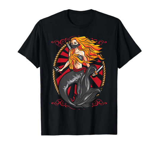 Ninja Mermaid | Cool Shinobi Mercenary Warrior Graphic Gift T-Shirt