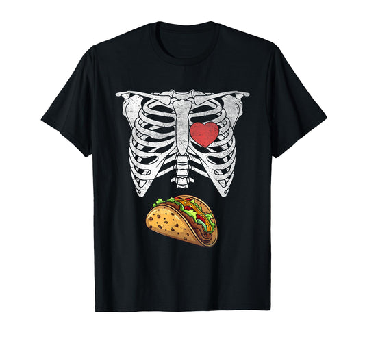 Halloween Dad Skeleton Tacos Funny Pregnancy Couple Mens T-Shirt
