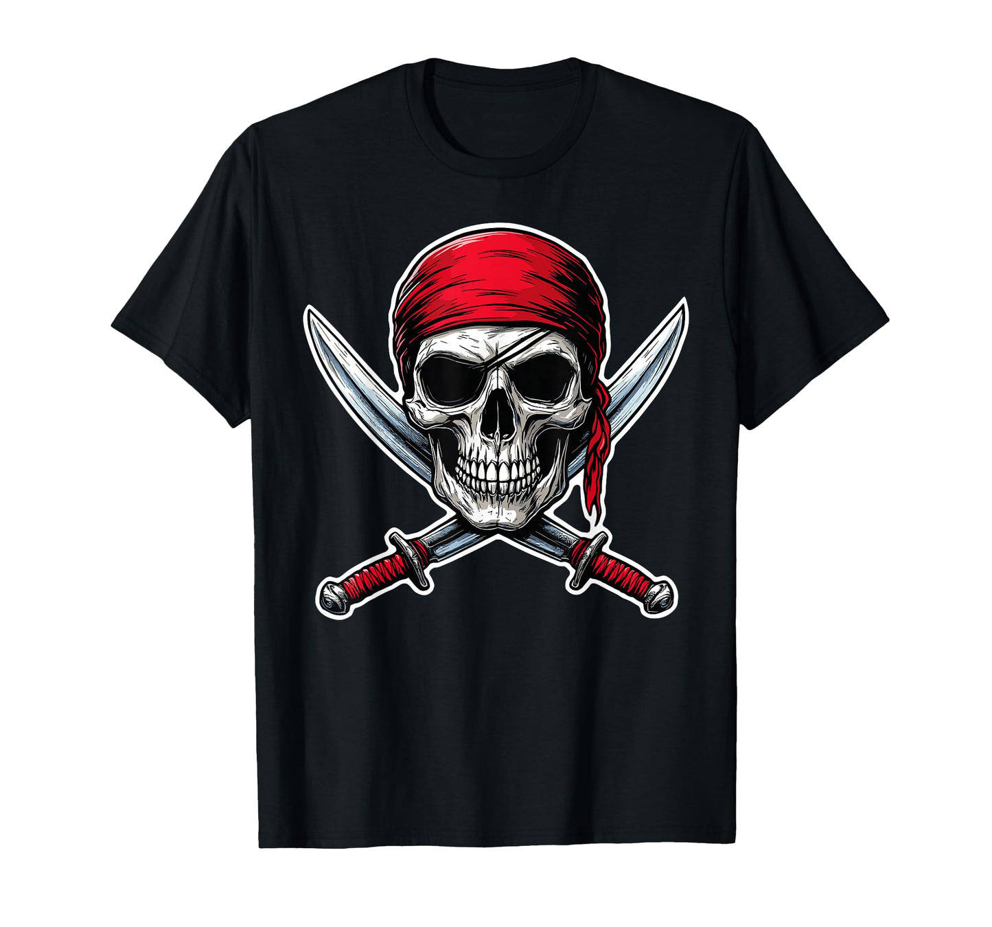 Pirate Flag Skull and Crossbones Skeleton Costume Halloween T-Shirt