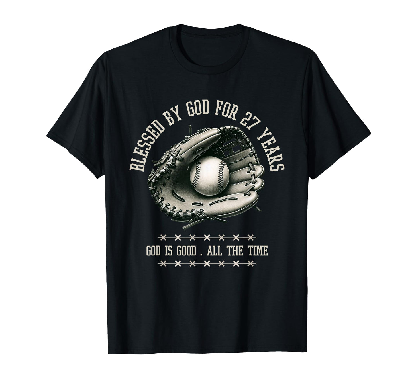Blessed by God for 27 Years Old Baseball 27th Birthday Gifts T-Shirt