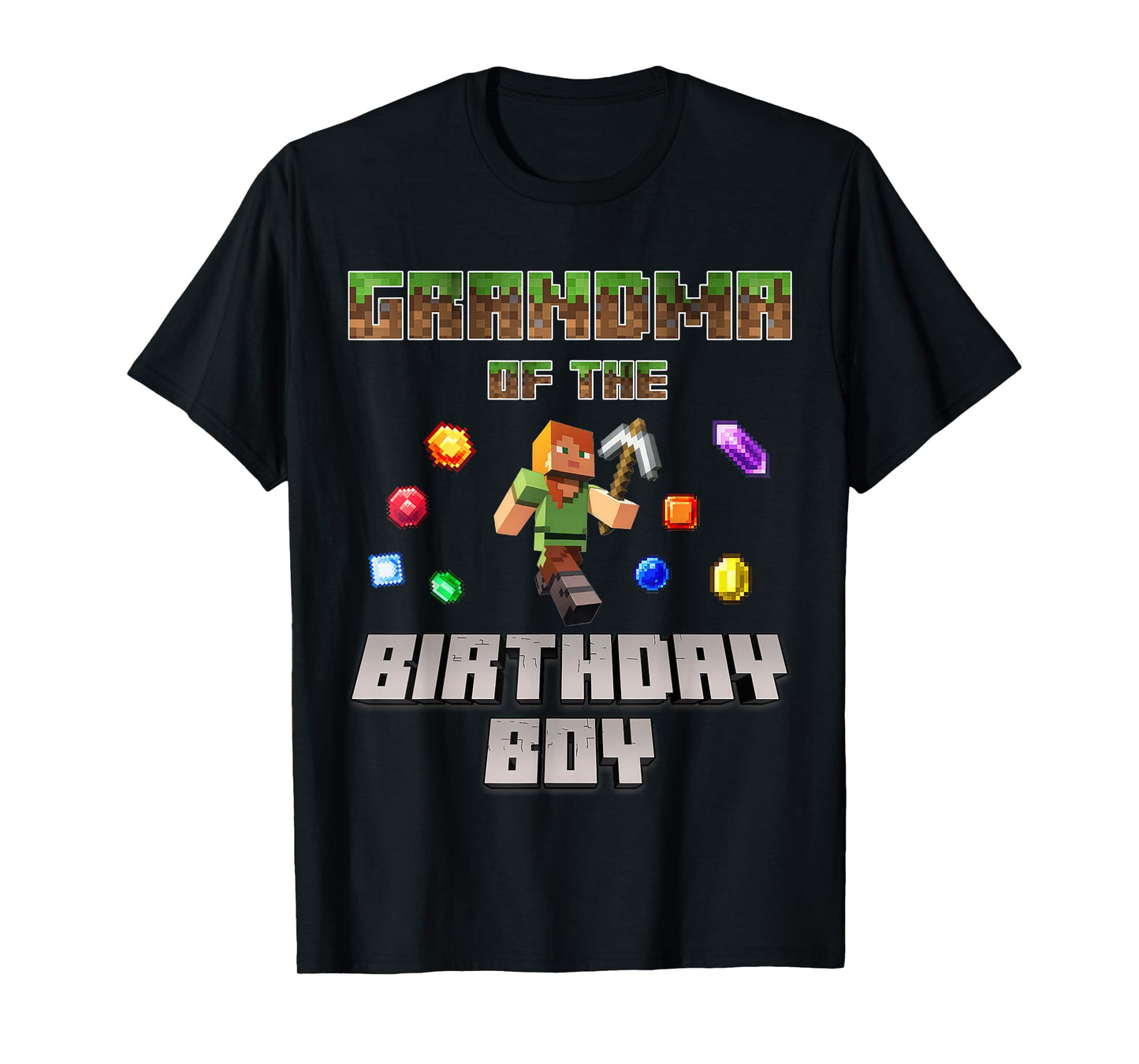 Grandma Of The Birthday Boy Video Gamer Pixel Number T-Shirt