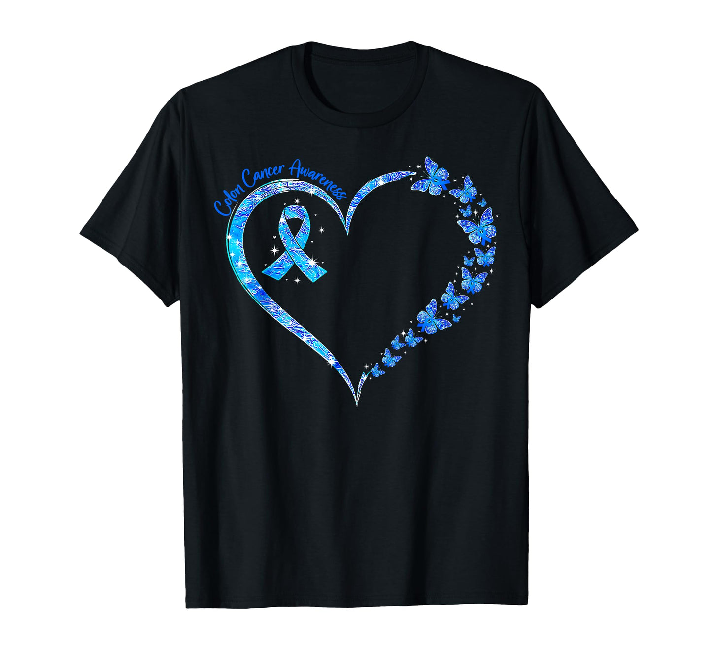 Blue Ribbon Sunflower Colorectal Colon Cancer Awareness T-Shirt