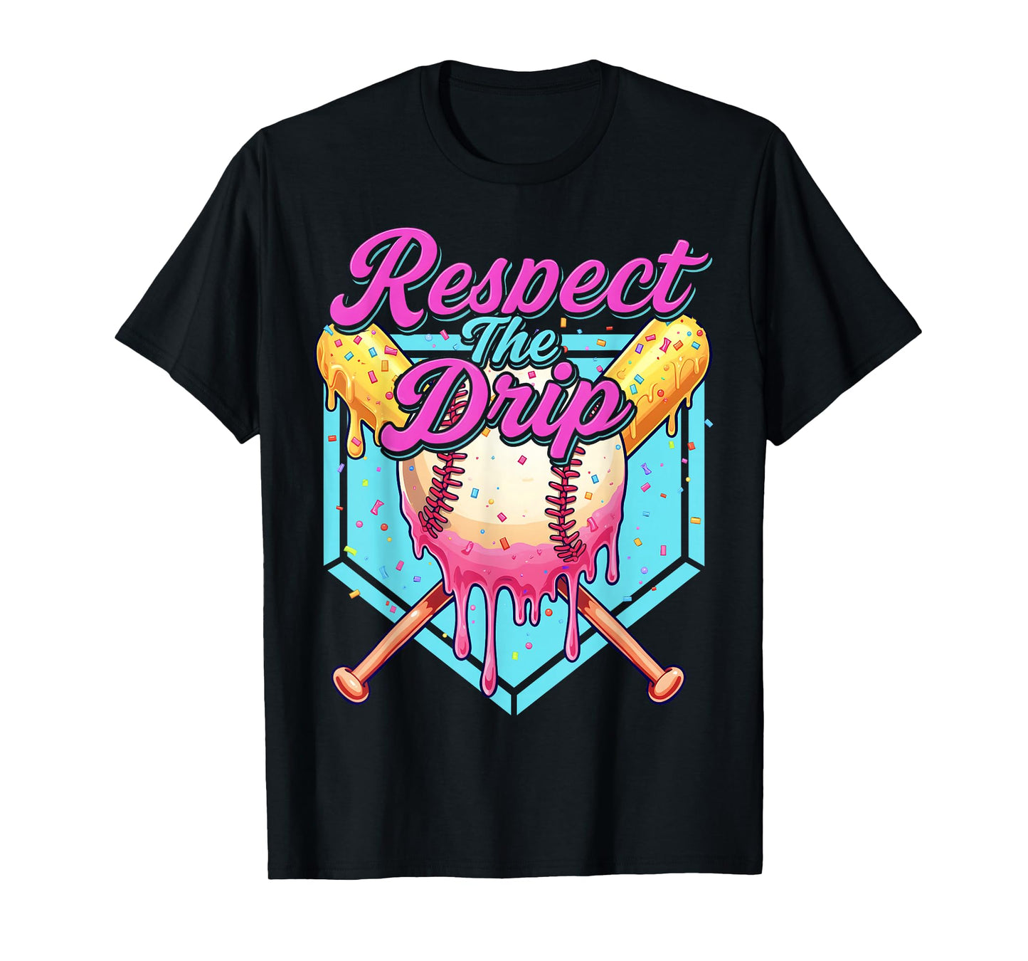 Baseball Drip Boys Home Plate Youth sports Respect The Drip T-Shirt