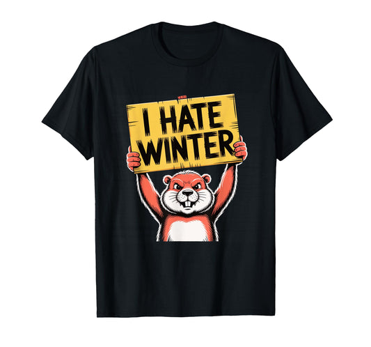 Groundhog I Hate Winter Grumpy Anti Cold Weather T-Shirt