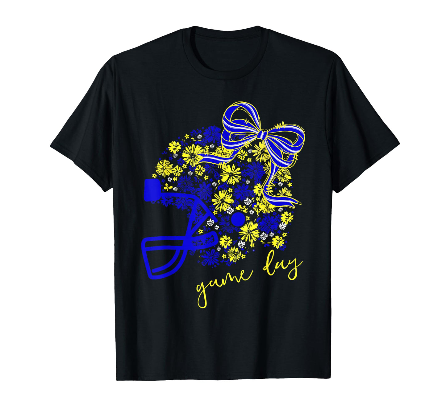 Game Day Football Season Football Mama Girl Blue Gold Vibes T-Shirt