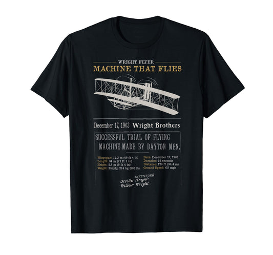 Wright Brothers Tribute 1903 Wright Flyer Flight First Plane T-Shirt