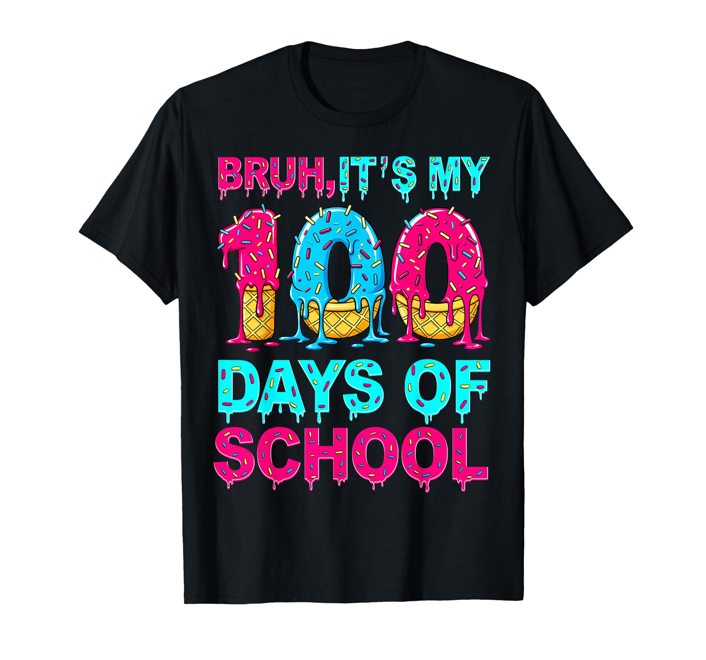Bruh Its My 100 Days of School Drip Ice Cream 100th Day Kids T-Shirt