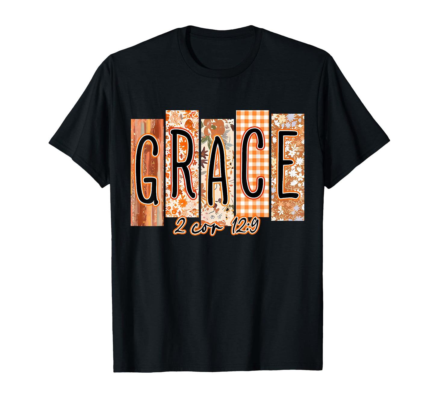 Grace Bible Verse Preppy Fall Christian Faith Pumpkin Spice T-Shirt