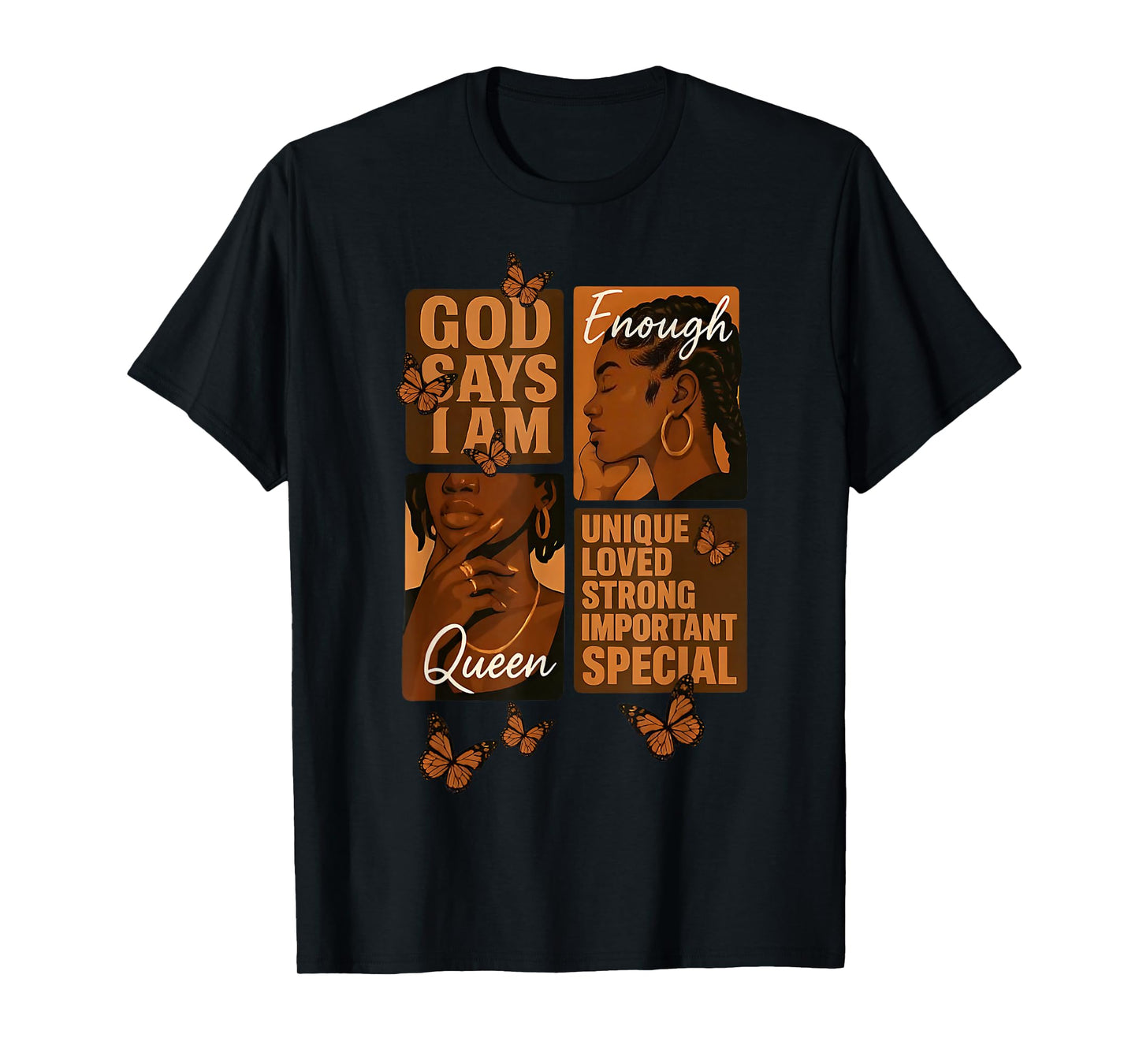 Womens Black Girl Queen God Says I Am Melanin History Month T-Shirt