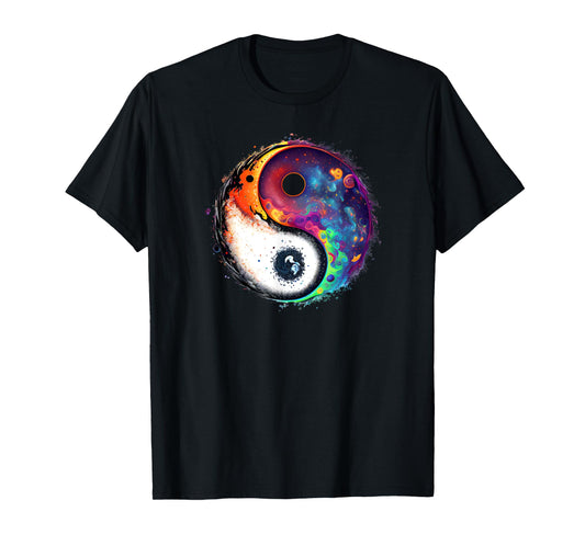 Yin Yang Feng Shui Ying Yang Zen Taijitu Colorful Galaxy T-Shirt