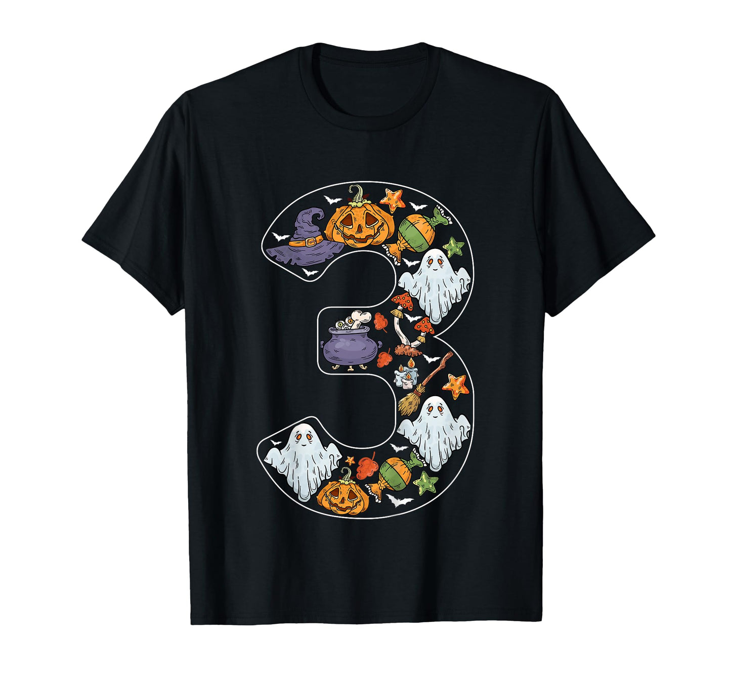 Kids Halloween Spooky Pumpkin 3 Years Old 3rd Birthday Kids T-Shirt