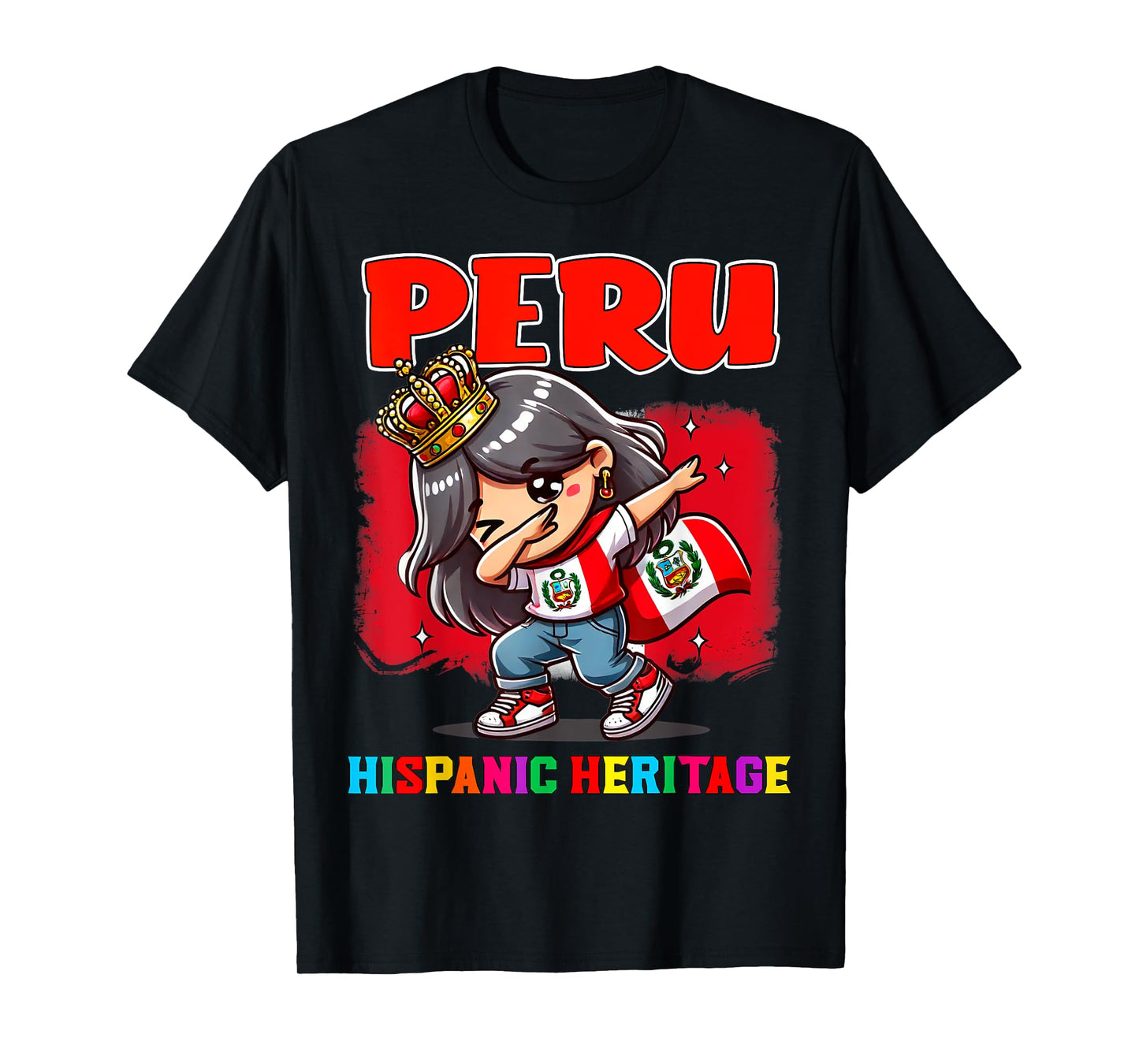 Peru Dabbing Girl Hispanic Heritage Celebration for Kids T-Shirt