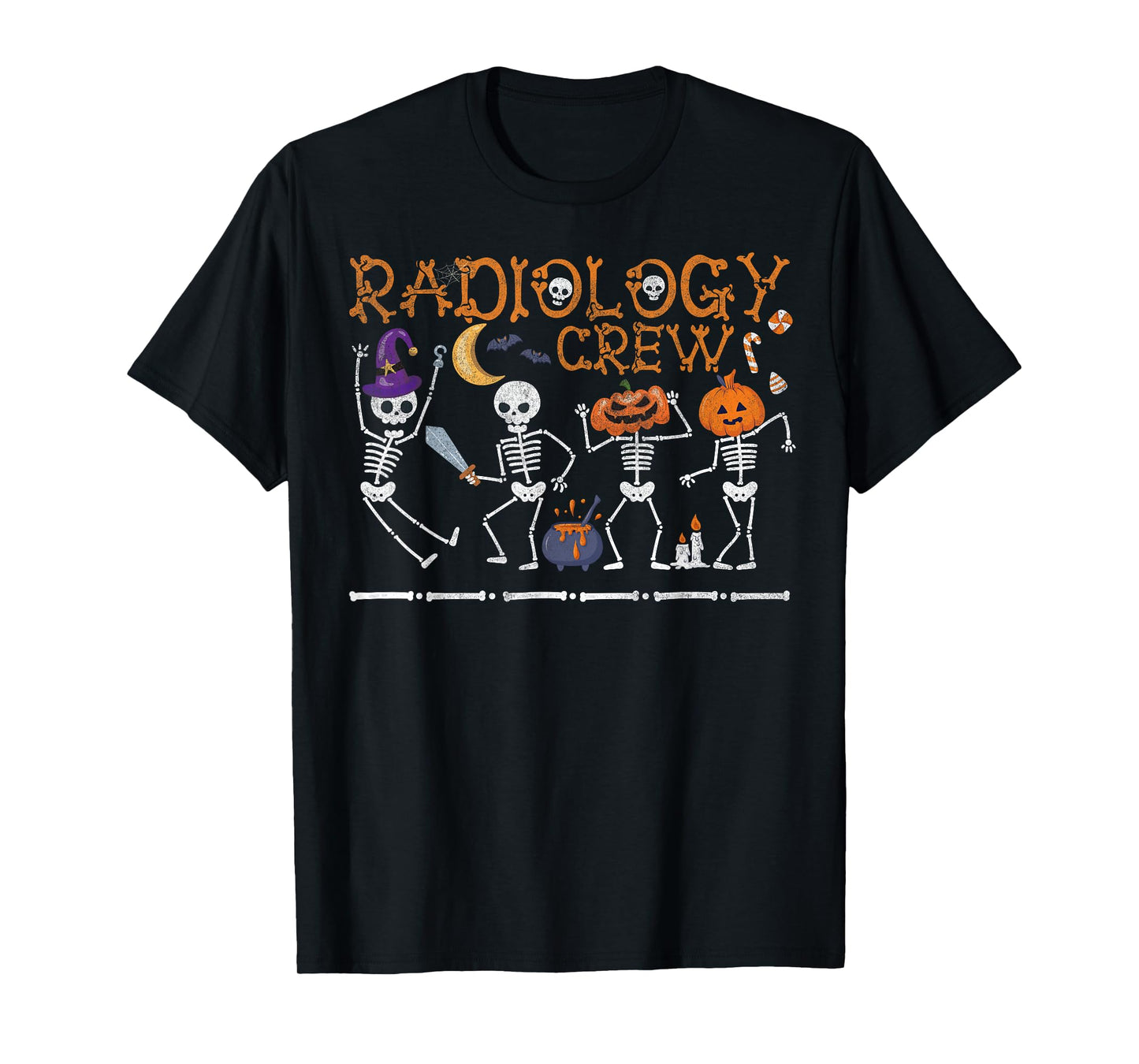Radiology Crew Dancing Skeleton Funny Halloween Party T-Shirt