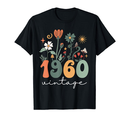 Vintage 1960 Wildflower Floral 65th Birthday Women Girls T-Shirt