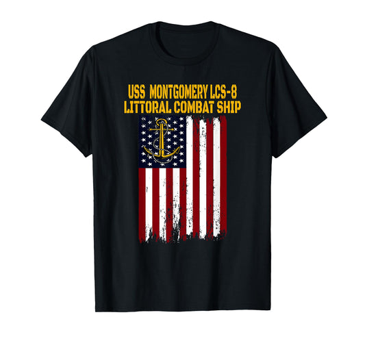 USS Montgomery LCS-8 Littoral Combat Ship Veterans Day Dad T-Shirt