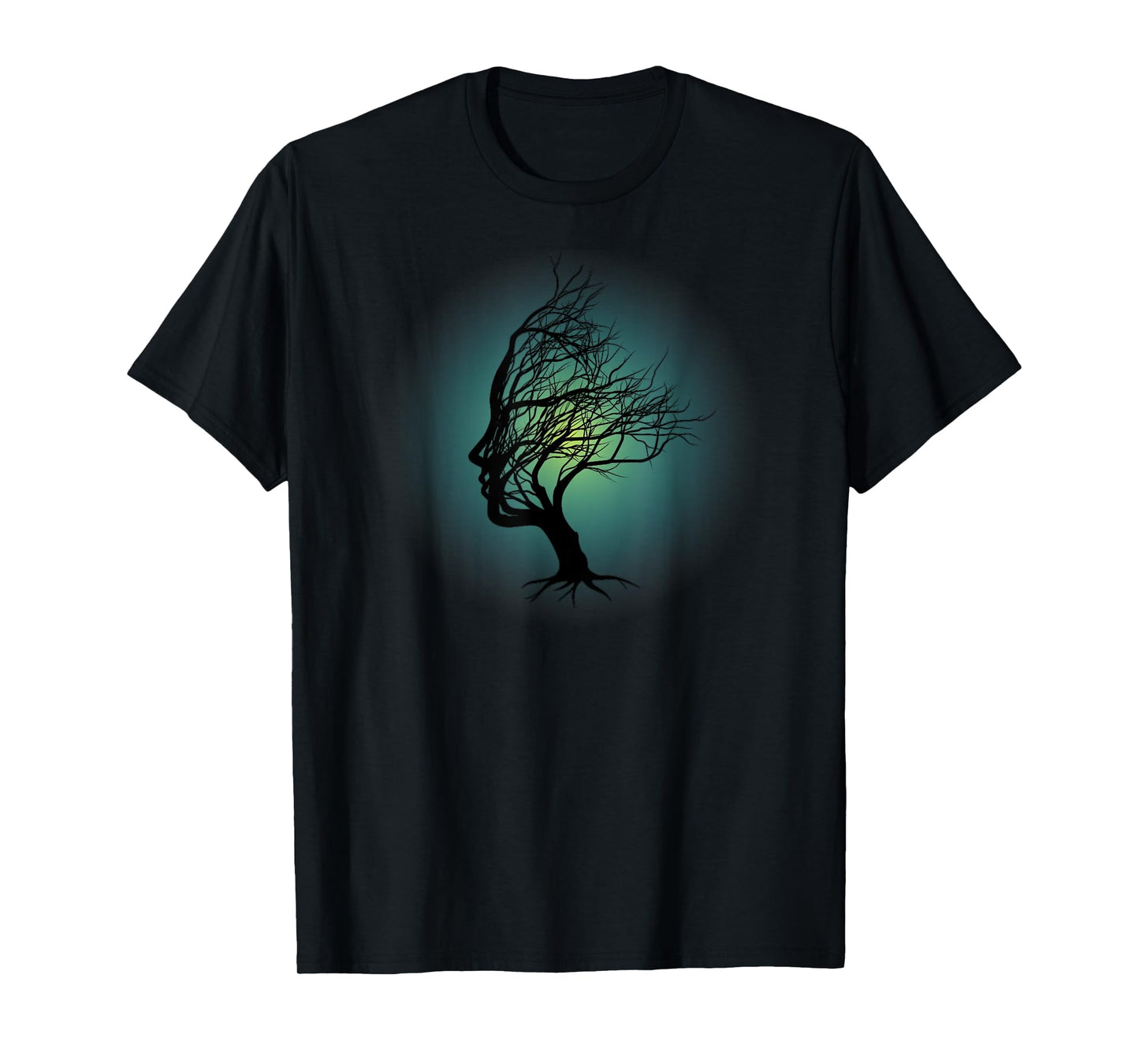 Surreal Tree Of Life Face Silhouette Spiritual Yoga Zen T-Shirt
