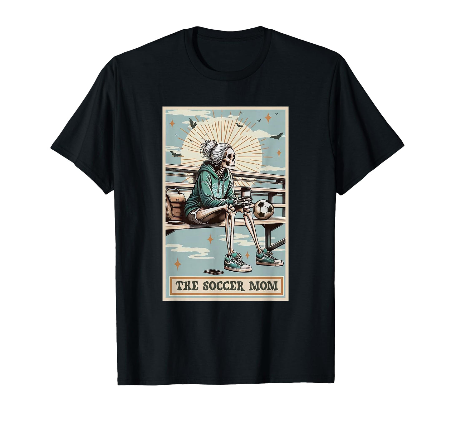 Soccer Mom Skeleton Tarot Card Vintage Halloween T-Shirt