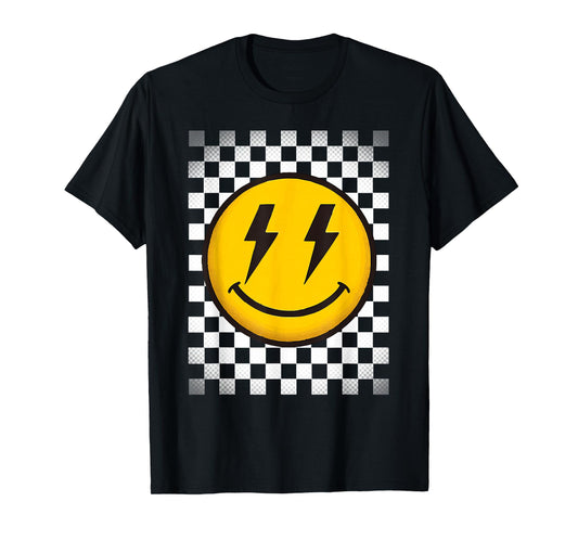 Splendifulous Happy Face Retro Checkerboard Kids Unisex T-Shirt