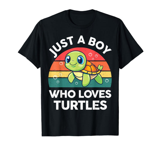 Turtle Just A Boy Who Loves Turtles Cute Toddler Kids T-Shirt