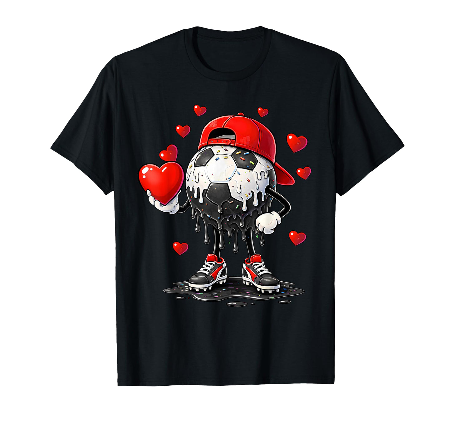Valentine Soccer Heart Drip Sport Love Valentines Day Boys T-Shirt