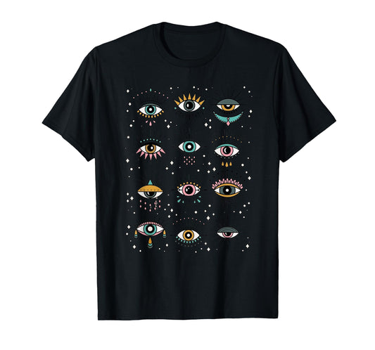 Colorful Squint And Closed Evil Eye Eyelashes Nazar Mati T-Shirt