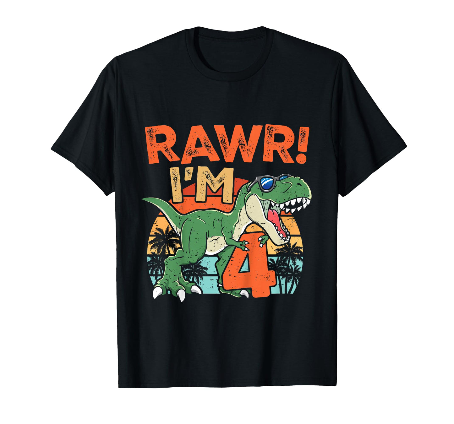 Rawr I'm Four Rex 4th Birthday Fourth Dinosaur 4 Year Old T-Shirt