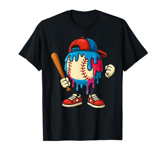 Baseball Drip Boys Ice Cream Drip Youth Sport Game Day T-Shirt
