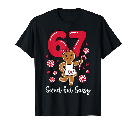 Cute Gingerbread Girl 67 Red Bubble Letters Peppermint T-Shirt