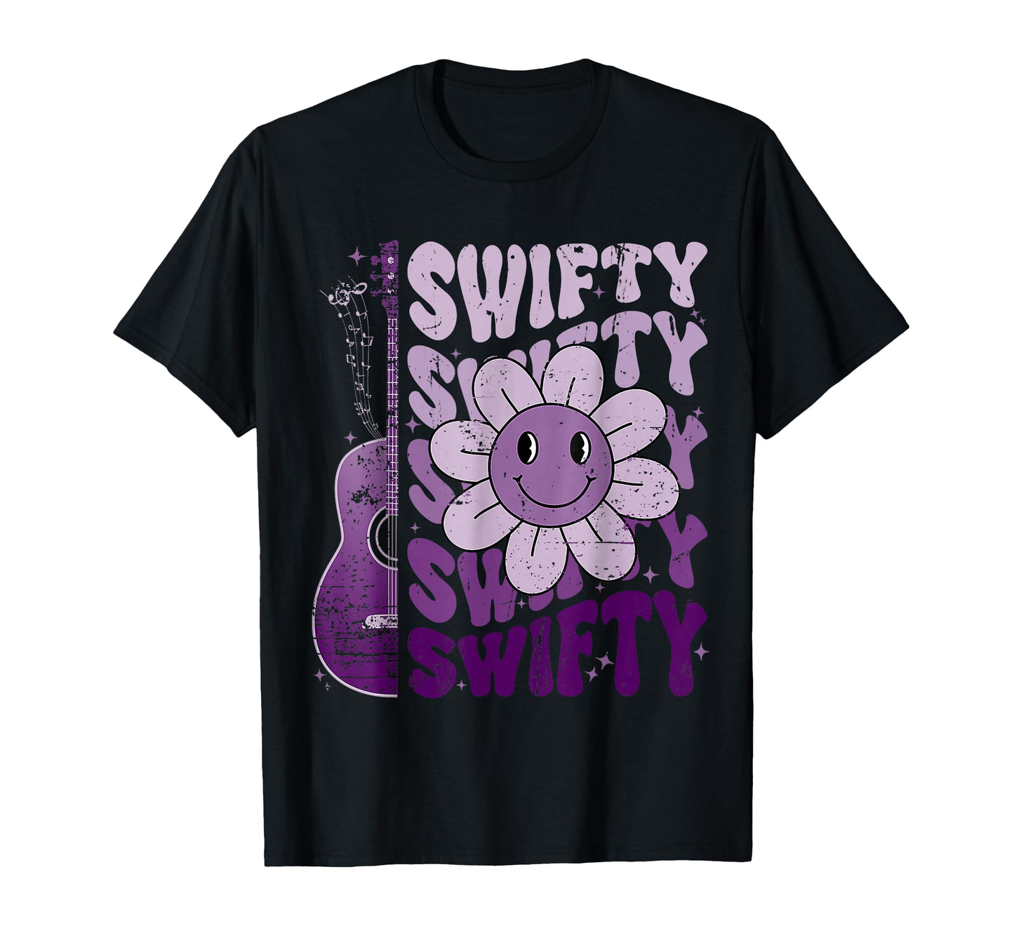 Retro-Swifty First Name Personalized Groovy Unisex T-Shirt, Black, Small, Short Sleeve, Cotton Blend, Polyester Blend, Crew Neck, Letter Print, Lightweight, All Seasons, Pull On, 1 Count