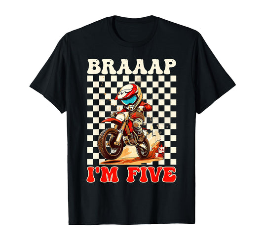 Kids It's My 5th Birthday Boy Motocross Dirt Bike 5 Year Old T-Shirt