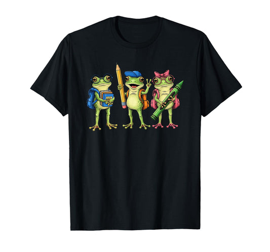 Trio Cute Frogs Welcome Back to School Teachers Girls Boys T-Shirt
