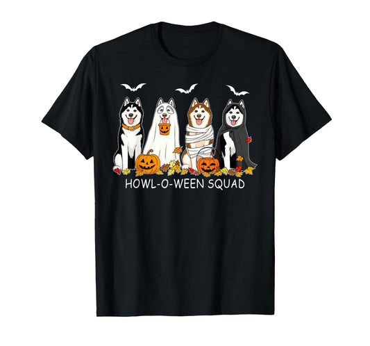 Funny Husky Ghost Dogs Halloween Husky Dog Mom Husky Lover T-Shirt