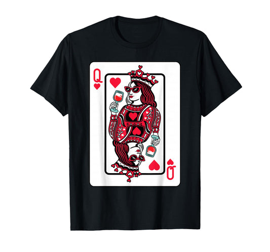 Queen of Hearts Wine Lover Valentine Funny Playing Cards T-Shirt