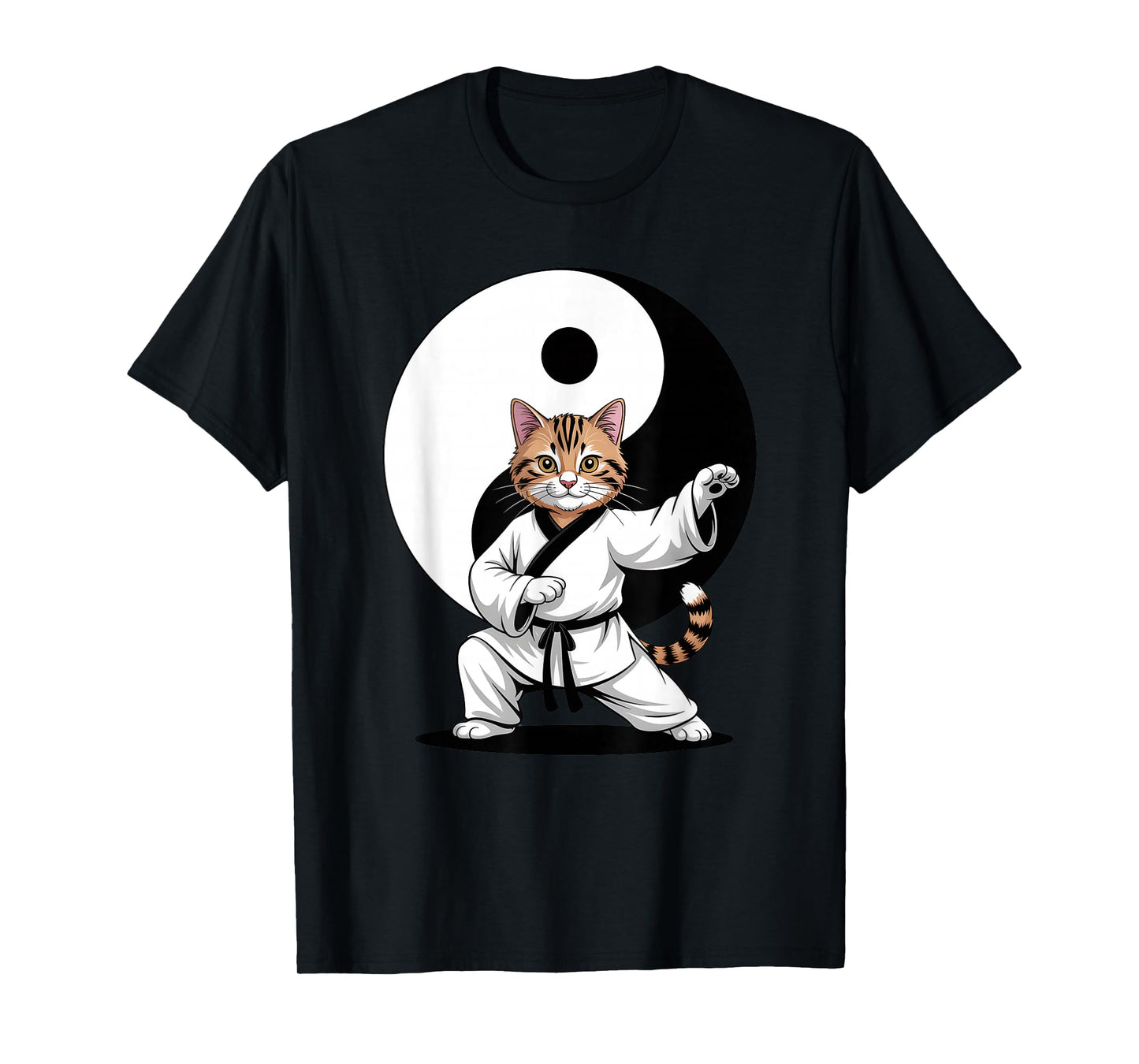 Tai Chi Master Tabby Cat Yin Yang T-Shirt