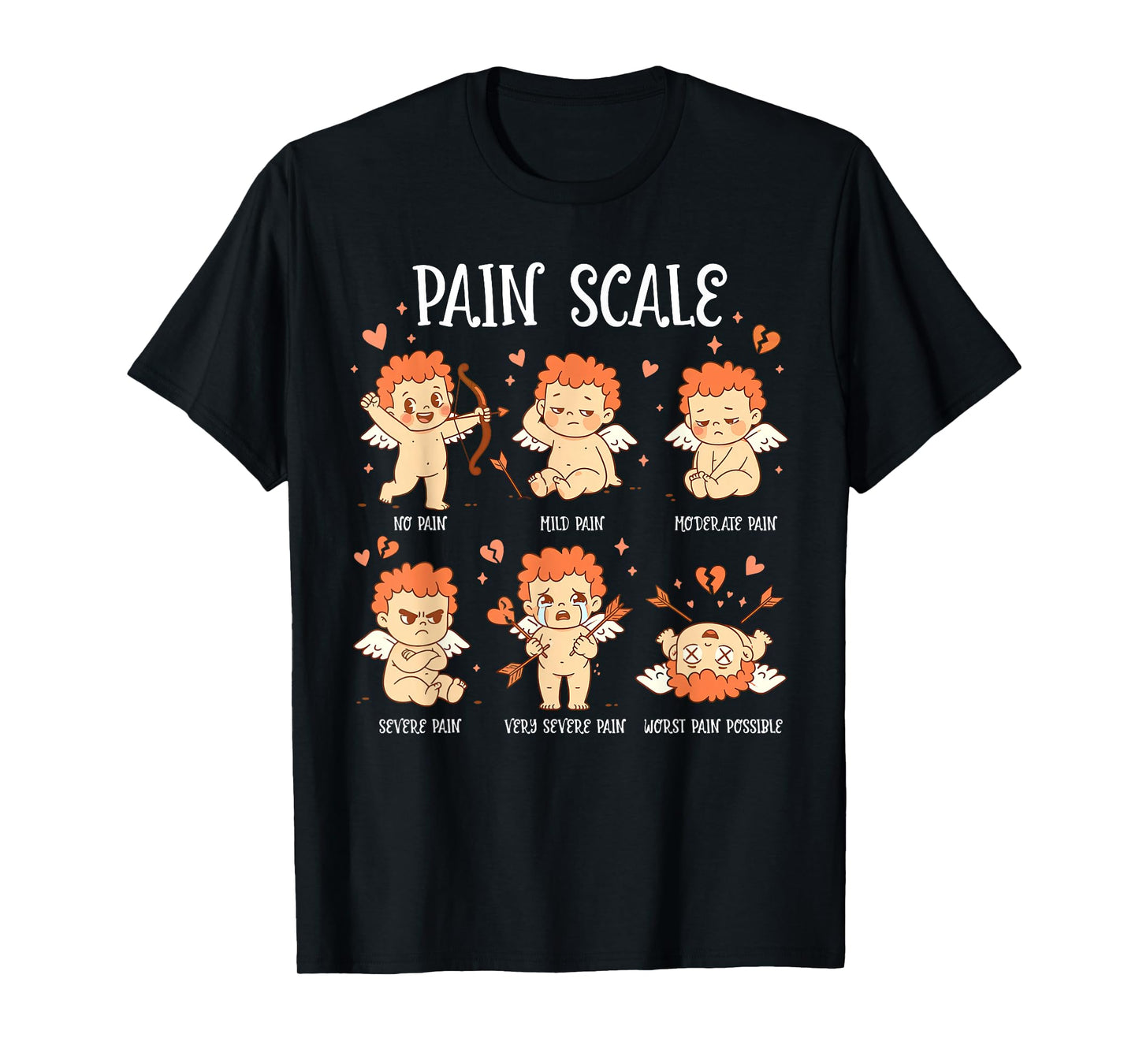 Cupid Nurse Pain Scale Valentine Day Triage Pain Assessment T-Shirt