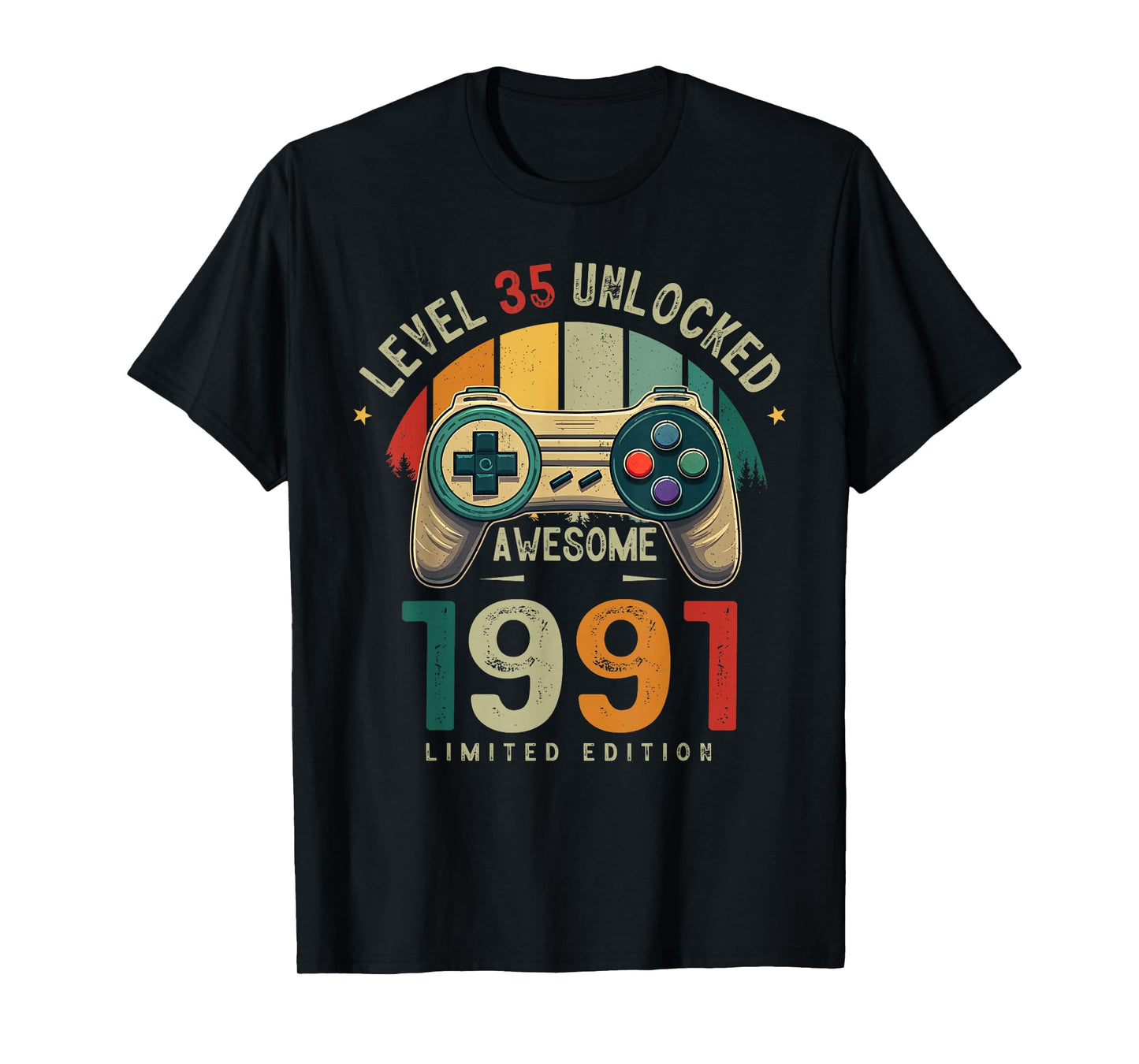 Level 35 Unlocked Awesome Since 1991 35th Birthday Gaming T-Shirt