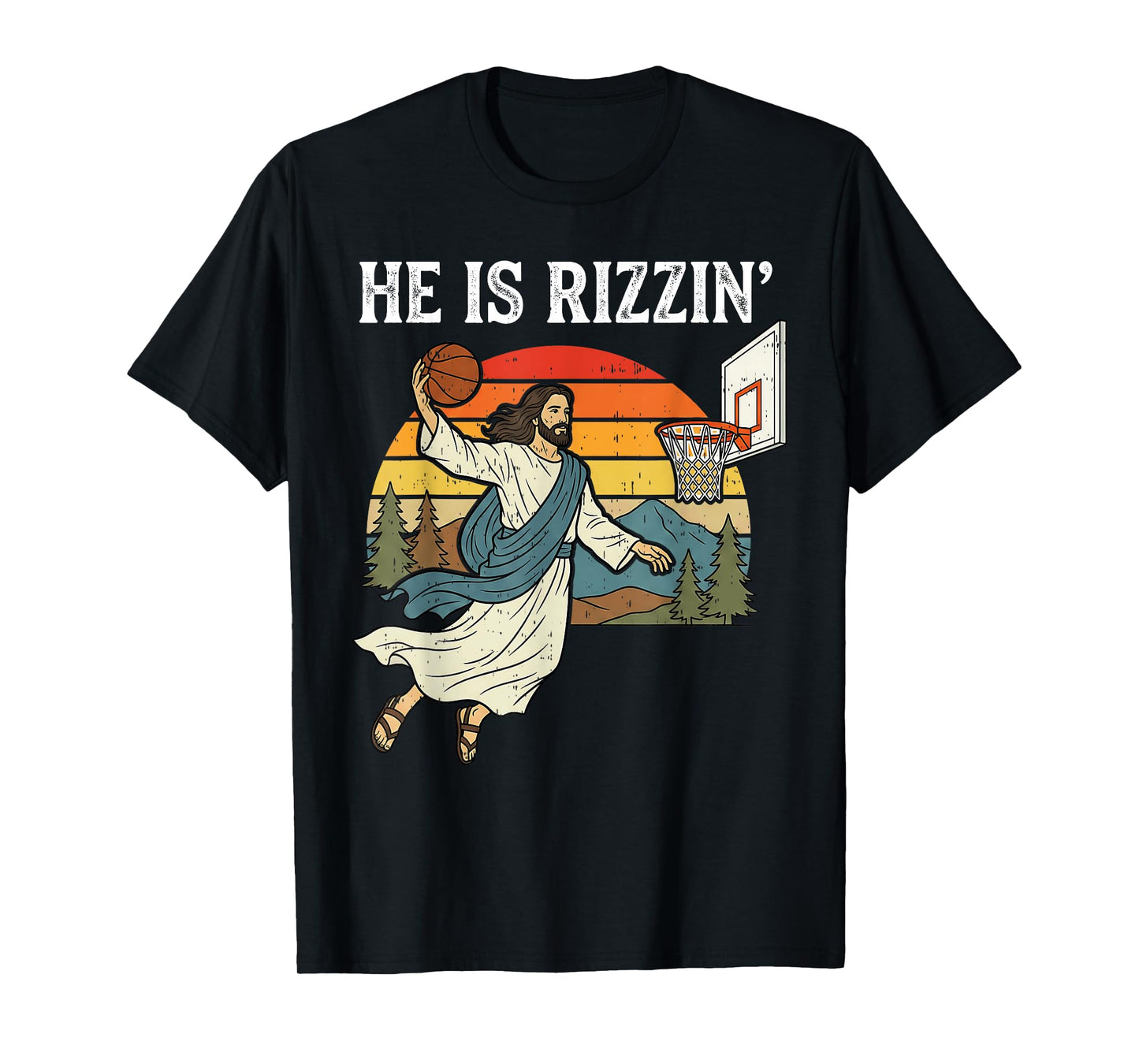 He is Risen Basketball Rizzin' Rizzen Easter Jesus Men Boys T-Shirt