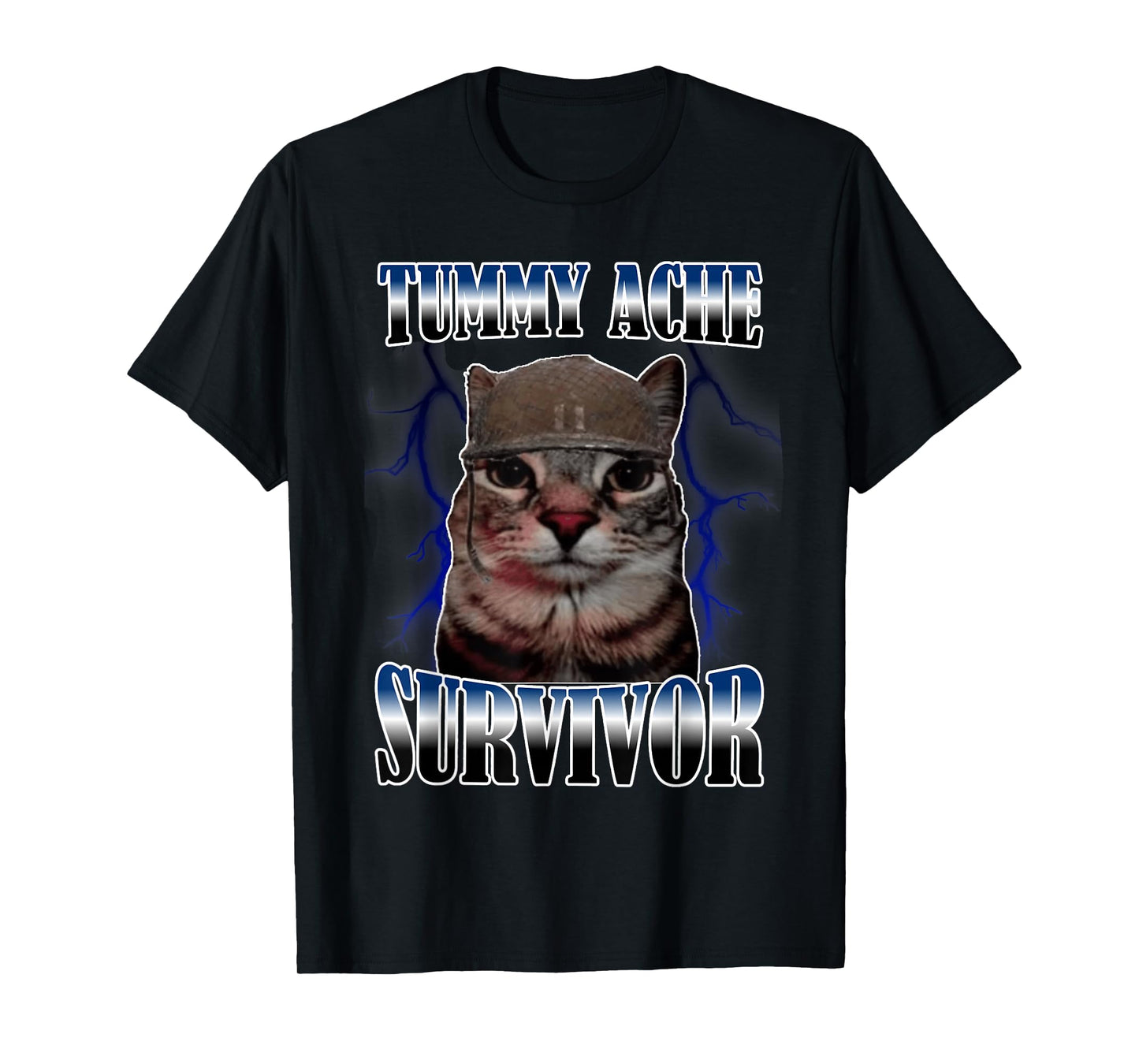 Funny Saying Cats Tummy Ache Survivor Cat Meme T-Shirt