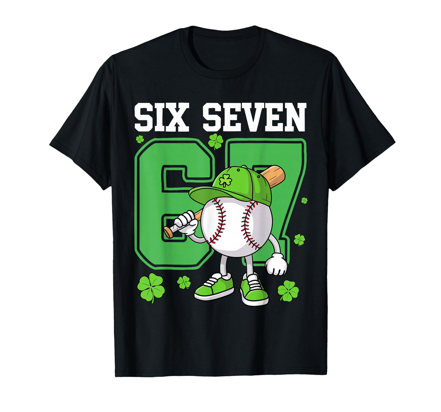 Boys St Patricks Day 67 Six Seven Baseball Ice Cream Drip T-Shirt