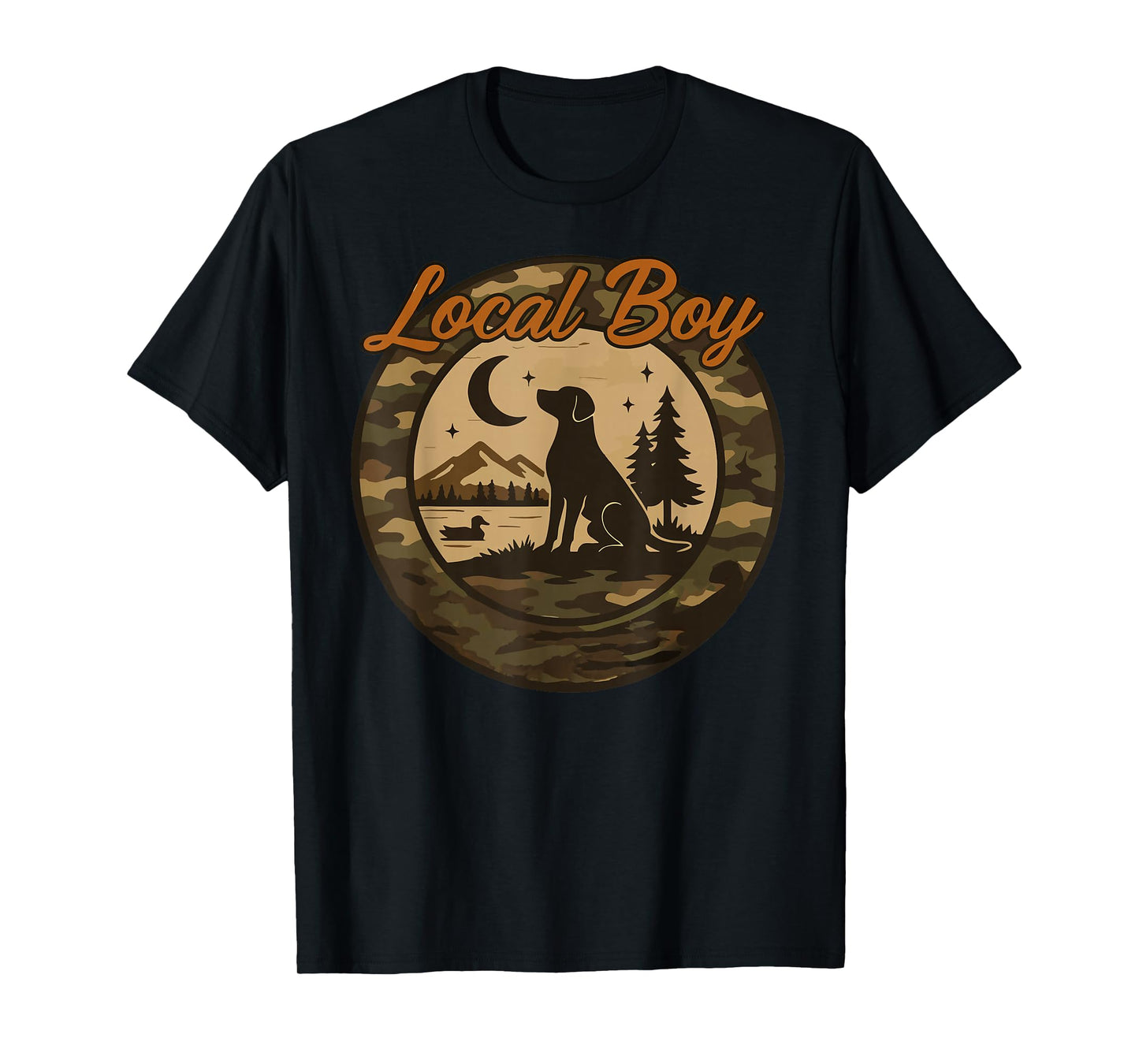 Black Lab Dog Local Southern Boy Camo Duck Hunting Youth Men T-Shirt