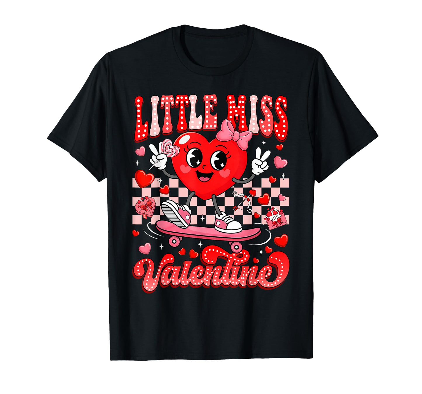 Groovy Little Miss Valentine Cute Candy Heart Women Girl Kid T-Shirt