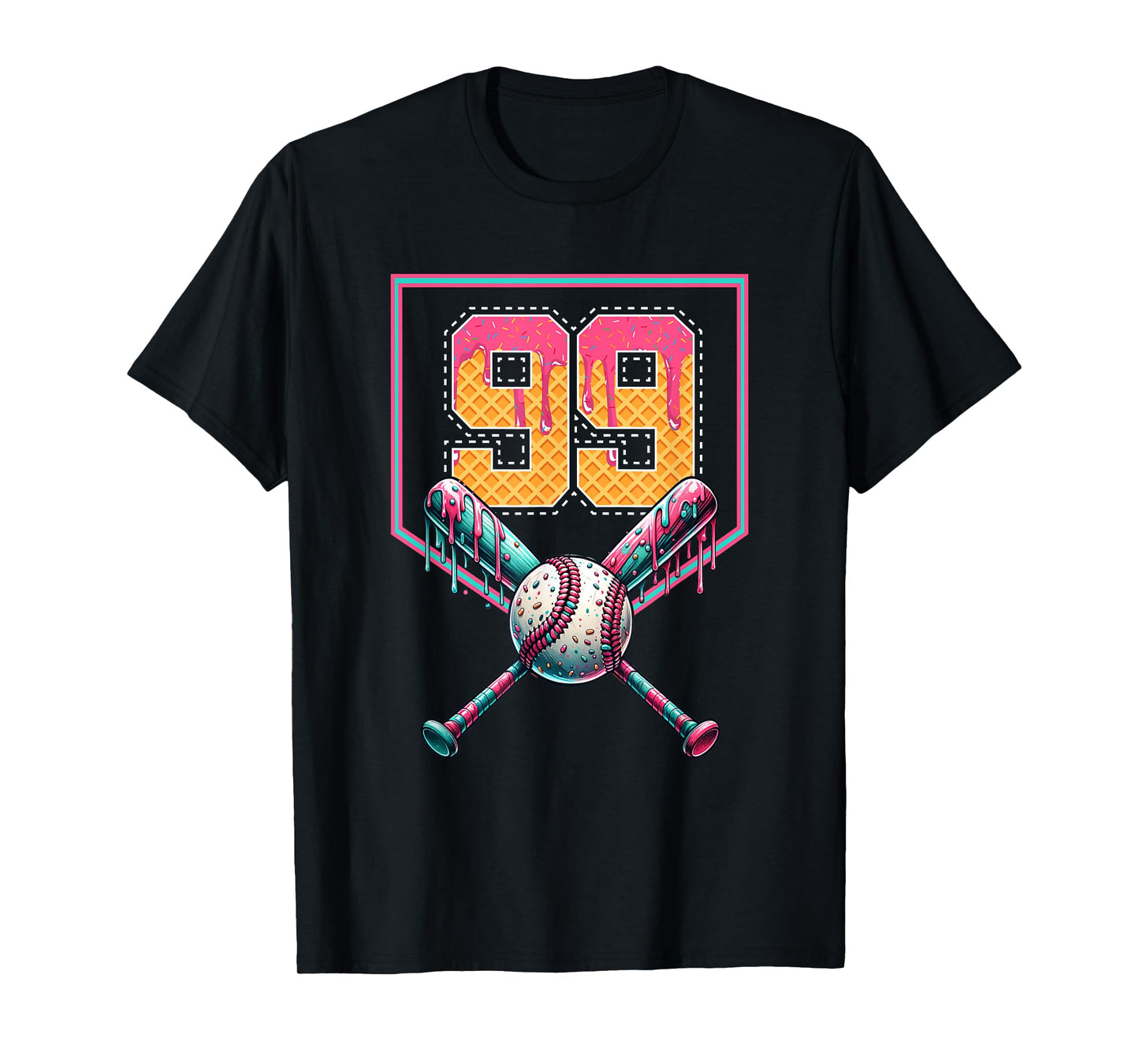 Baseball Drip Number 99 Player Or 99th Birthday T-Shirt