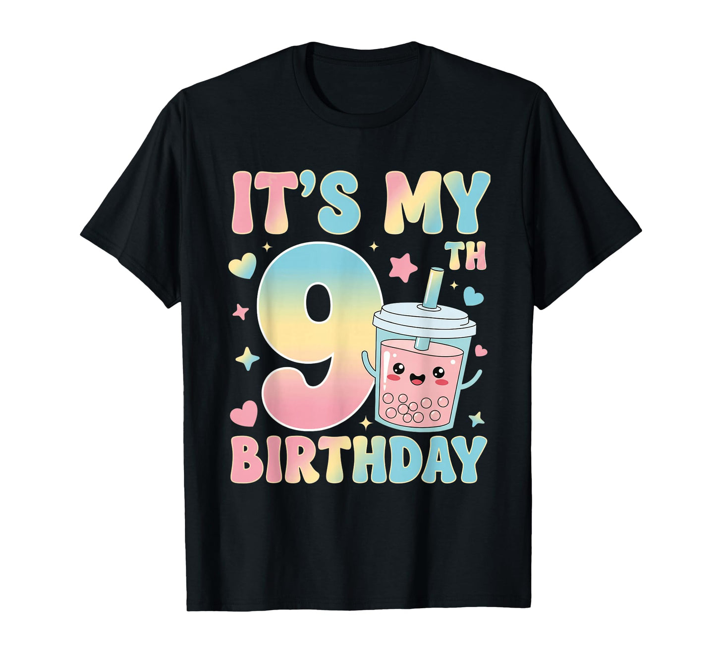 It's My 9th Birthday Bubble Boba Tea Party 9 Year Old Girl T-Shirt
