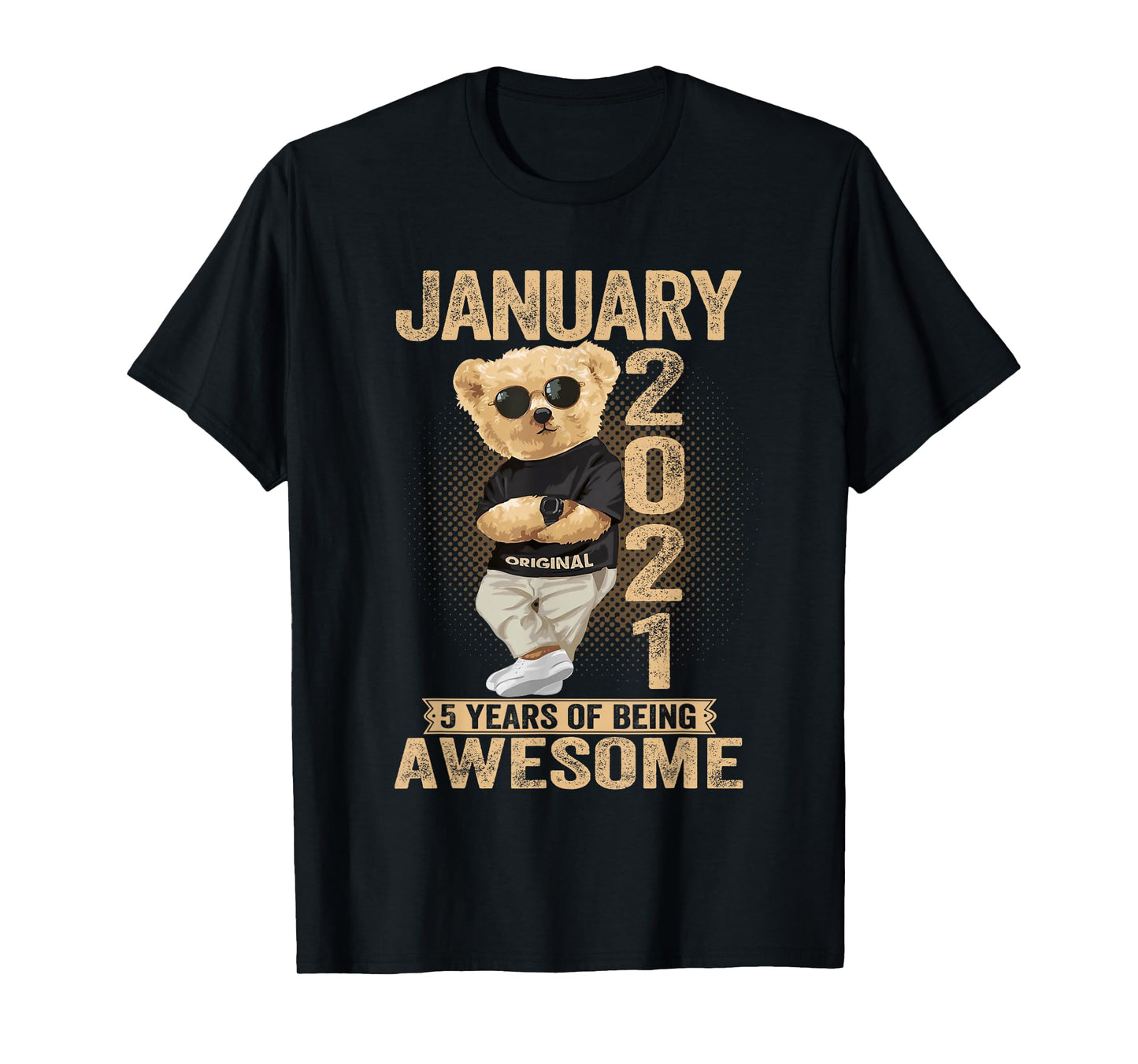 5 Year Old January 2021 Teddy Bear 5th Birthday Men Women T-Shirt