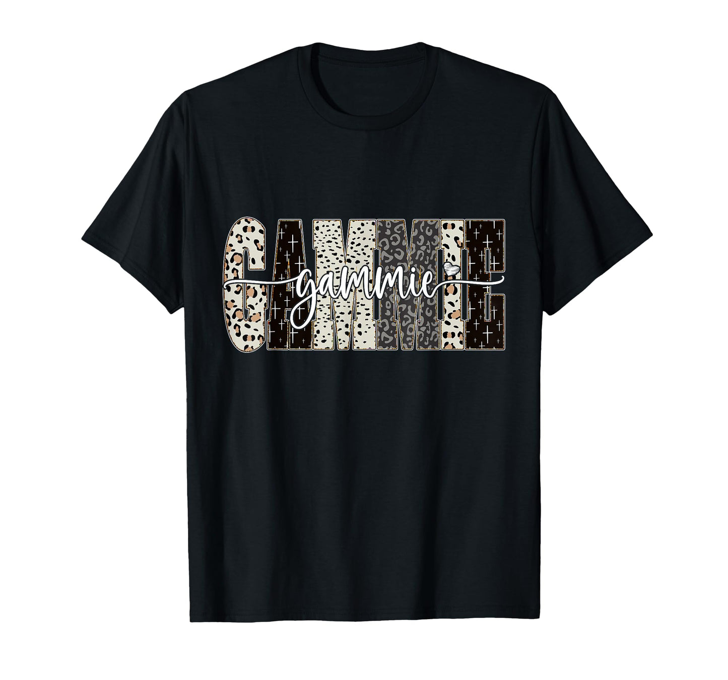 Gammie Bible Leopard Cross Faith and Love Christian Women T-Shirt