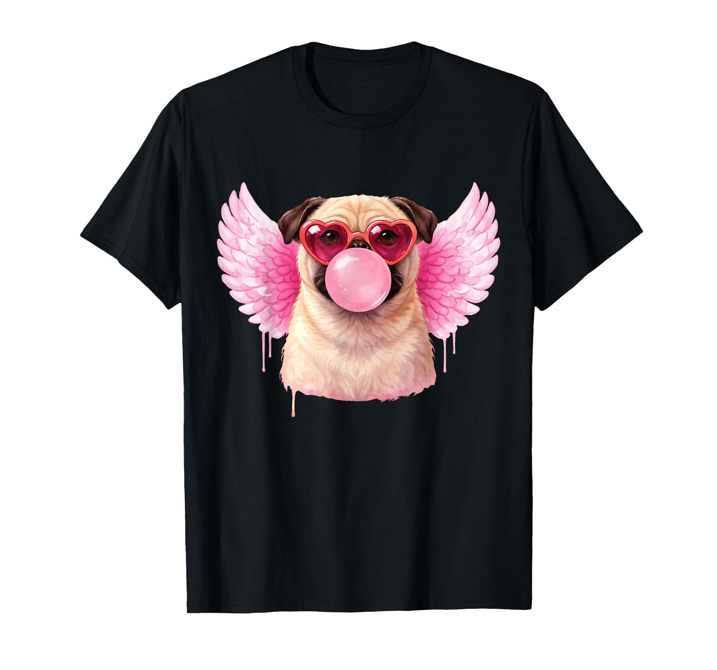 Retro Cupid Valentine Dog Valentines Love Hearts Cute Pug T-Shirt